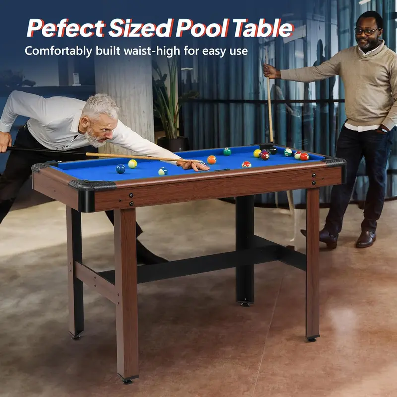 PEXMor 48in Mini Pool Table Set for Kids & Adults, Felt, Accessories