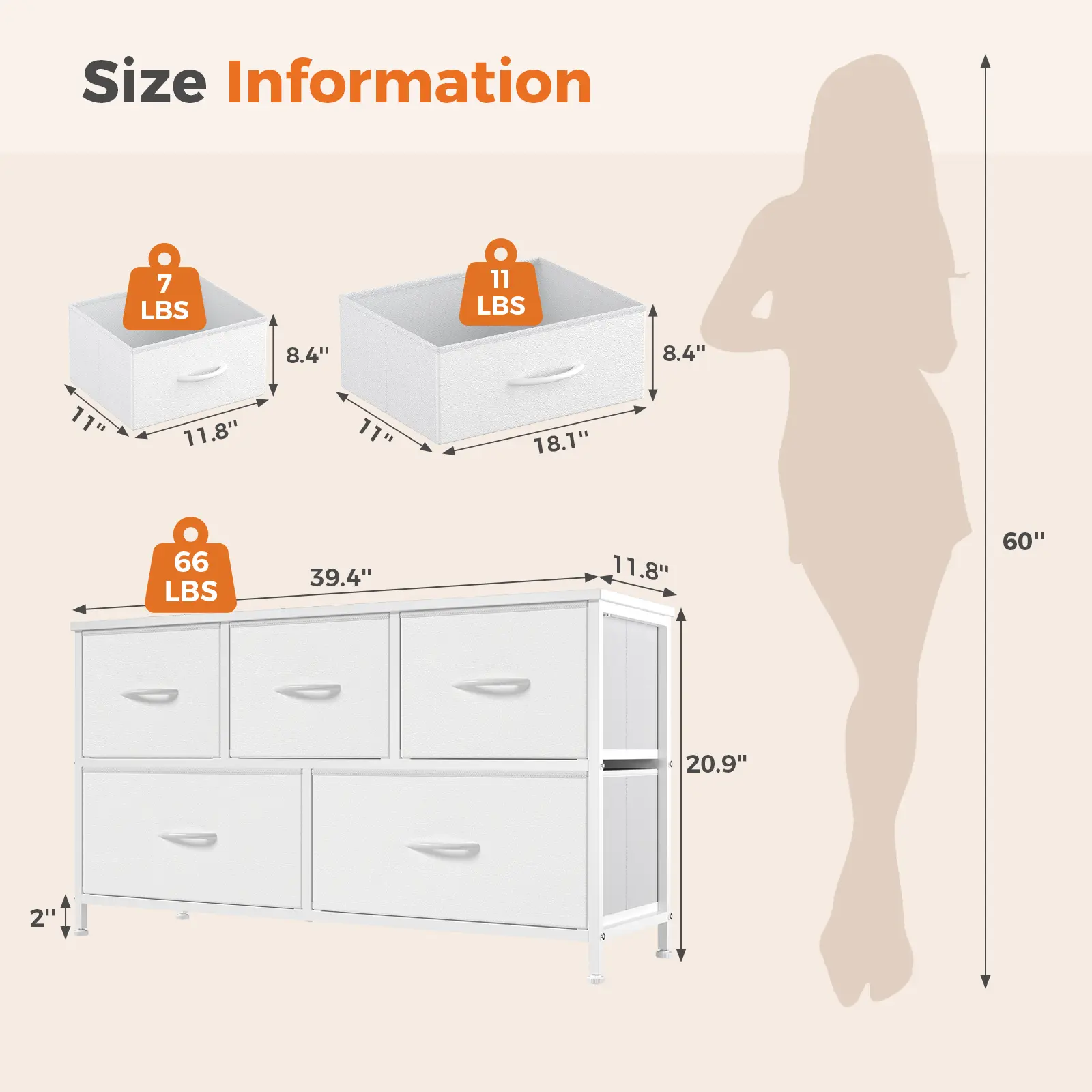 5-Drawer Sturdy Chest of Drawers - Modern Dresser Storage Chest