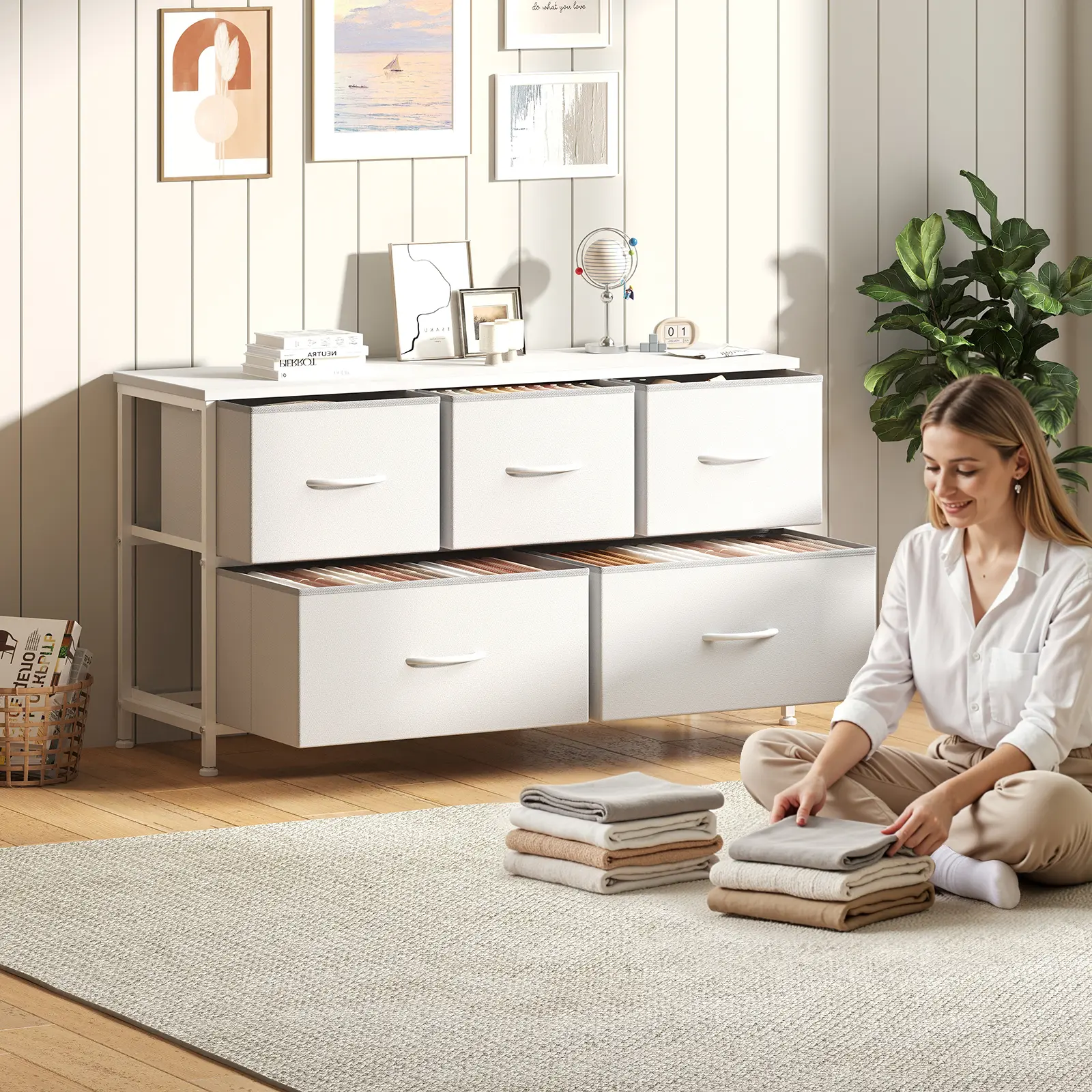 5-Drawer Sturdy Chest of Drawers - Modern Dresser Storage Chest