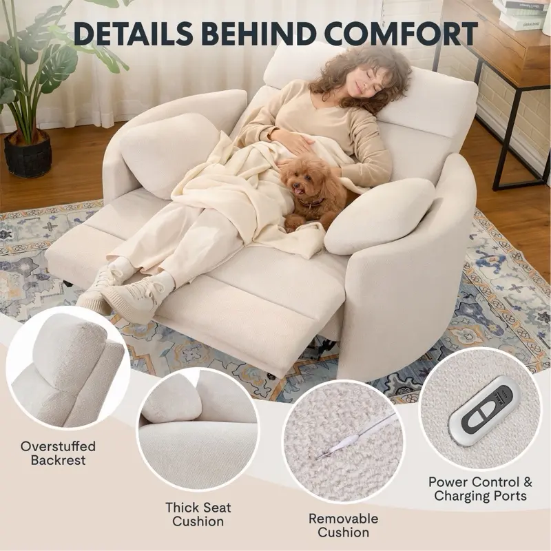 54" Oversized No-Wall Power Recliner - Big & Tall Chenille Swivel Rocker