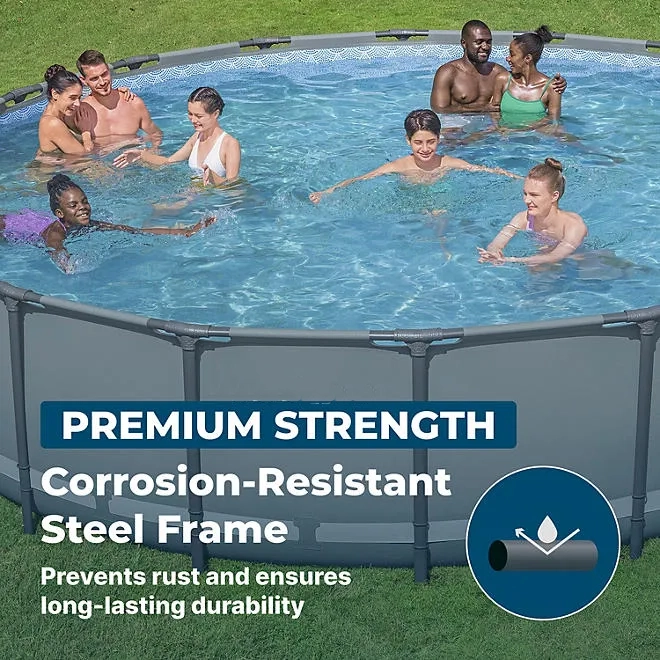 🏊Beat the Heat in Style – 18’ x 48” Round Above Ground Pool Set