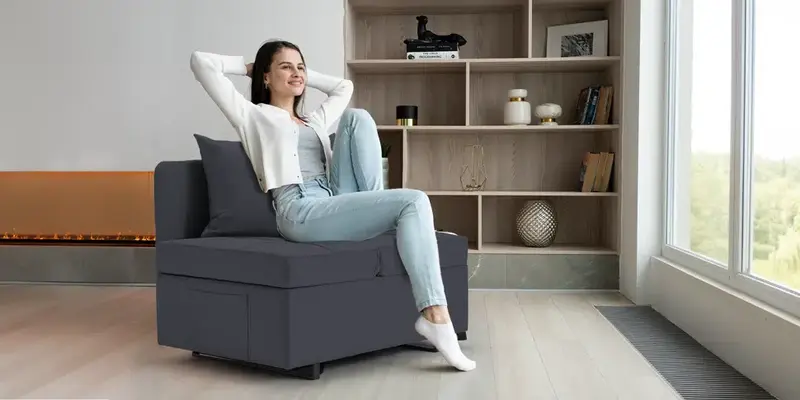 EROMMY futon armrest with padded linen cover and ergonomic curve
