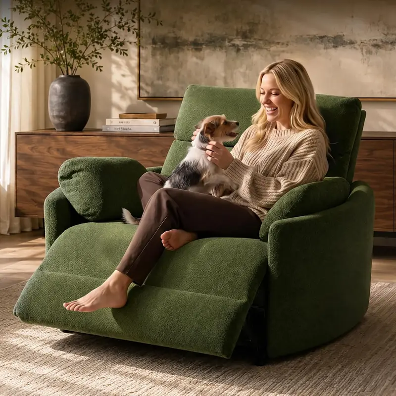 54" Oversized No-Wall Power Recliner - Big & Tall Chenille Swivel Rocker