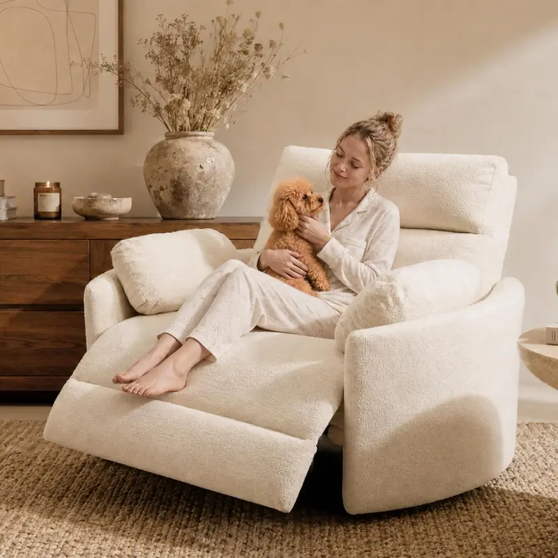 54" Oversized No-Wall Power Recliner - Big & Tall Chenille Swivel Rocker