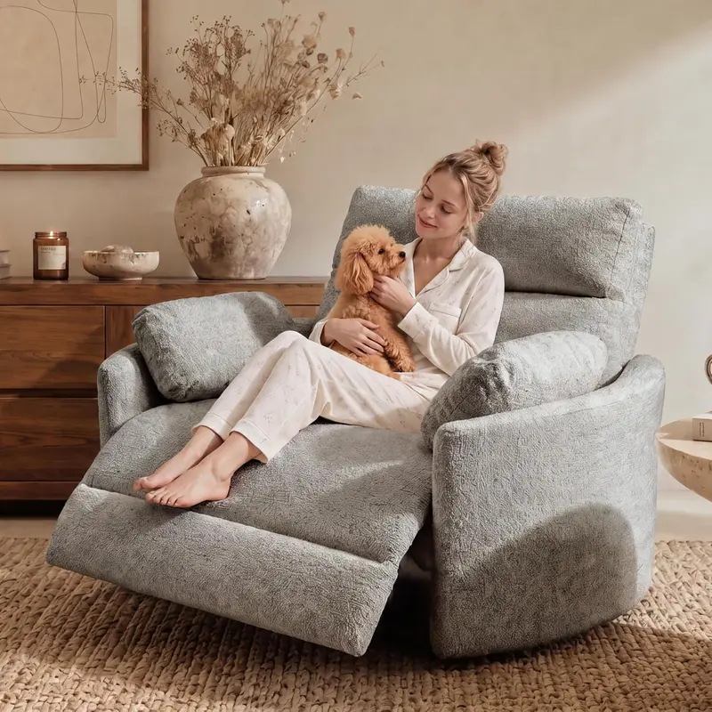 54" Oversized No-Wall Power Recliner - Big & Tall Chenille Swivel Rocker