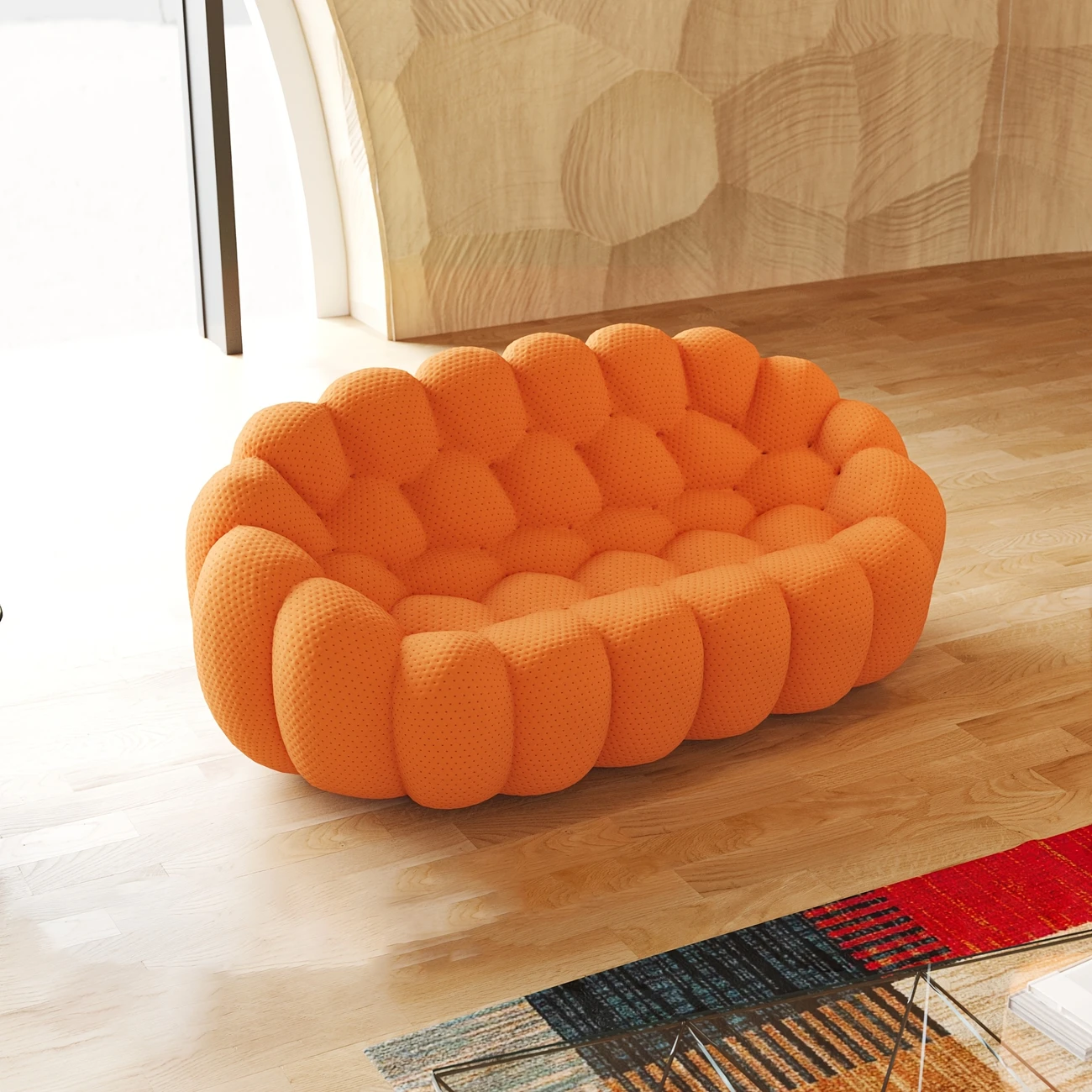 Orange Bubble Sofa in living room