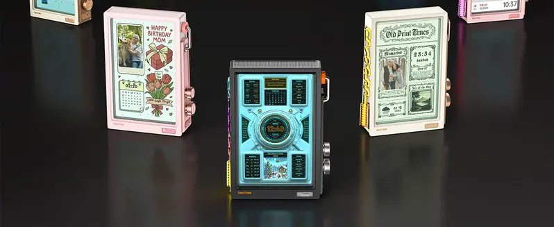 Three Times Frame display styles shown on a dark background