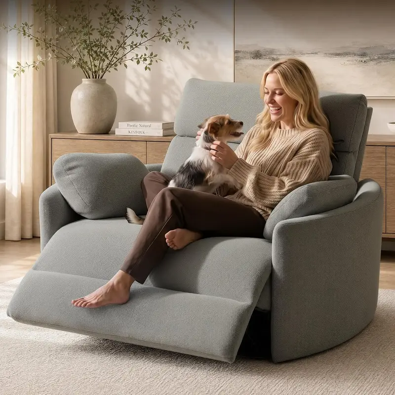 54" Oversized No-Wall Power Recliner - Big & Tall Chenille Swivel Rocker