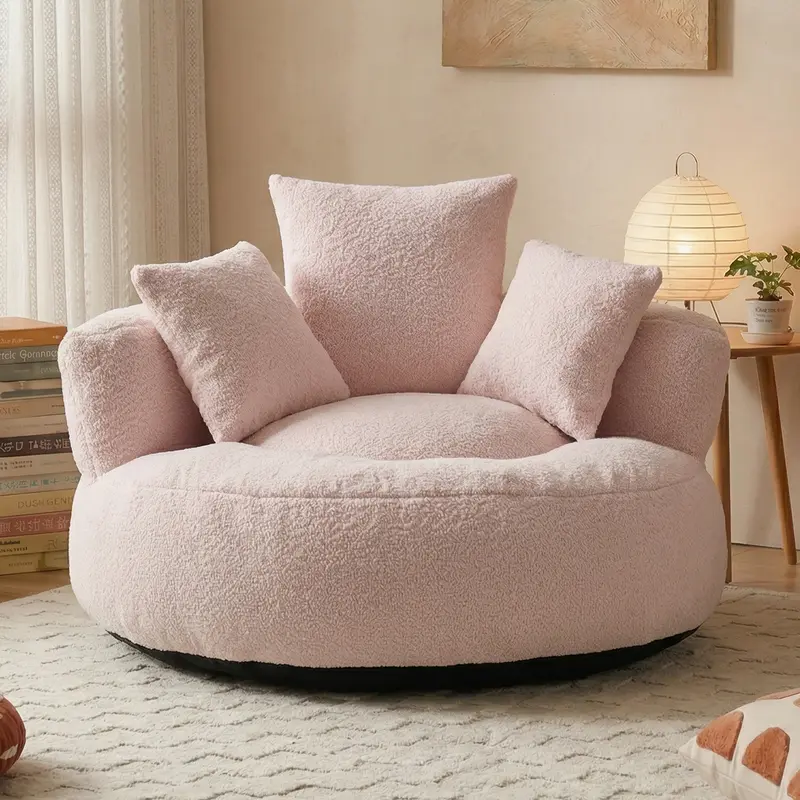 Oversized Chenille Bean Bag Chair 300LBS Support with 3 Pillows