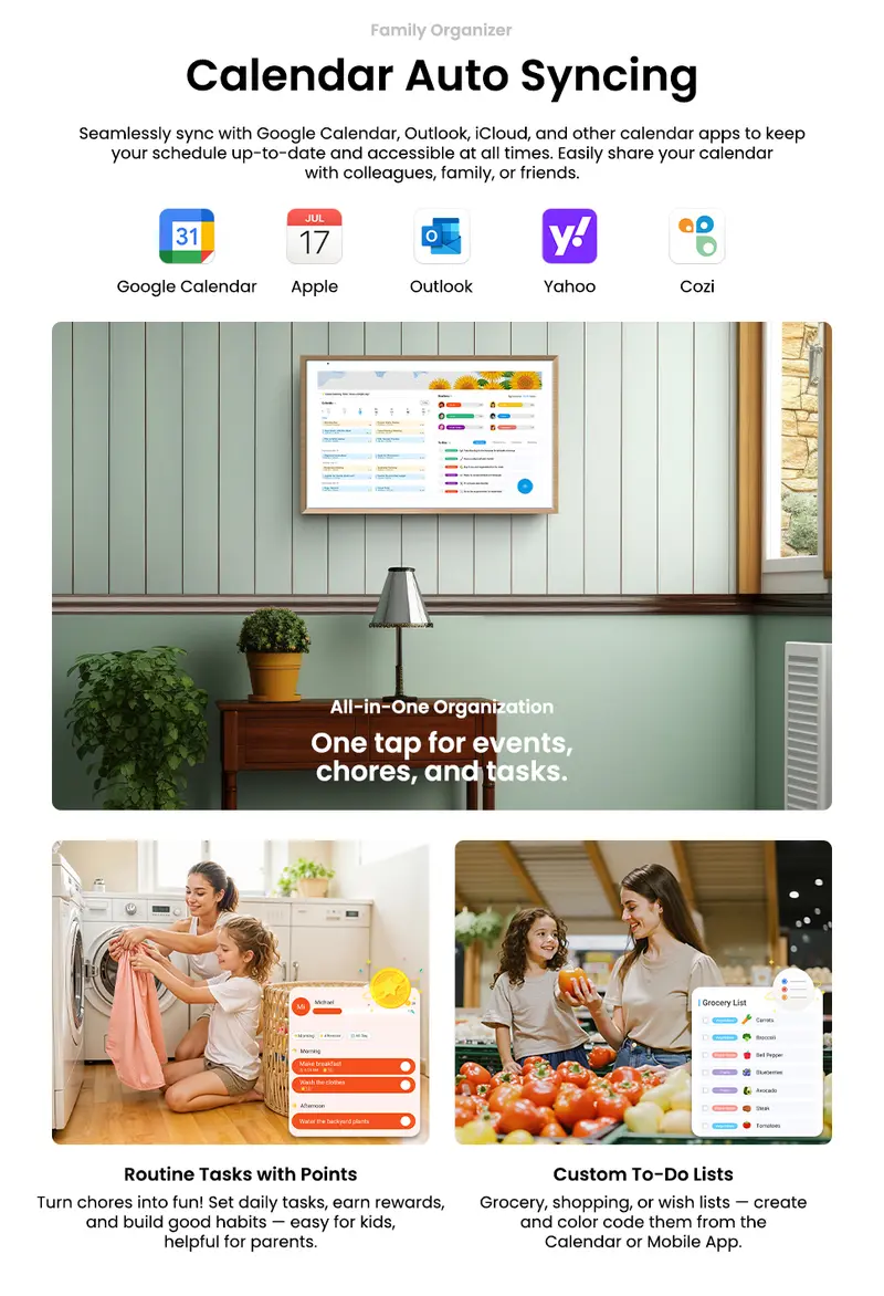 Kids chore chart and reward system on ApoloSign calendar