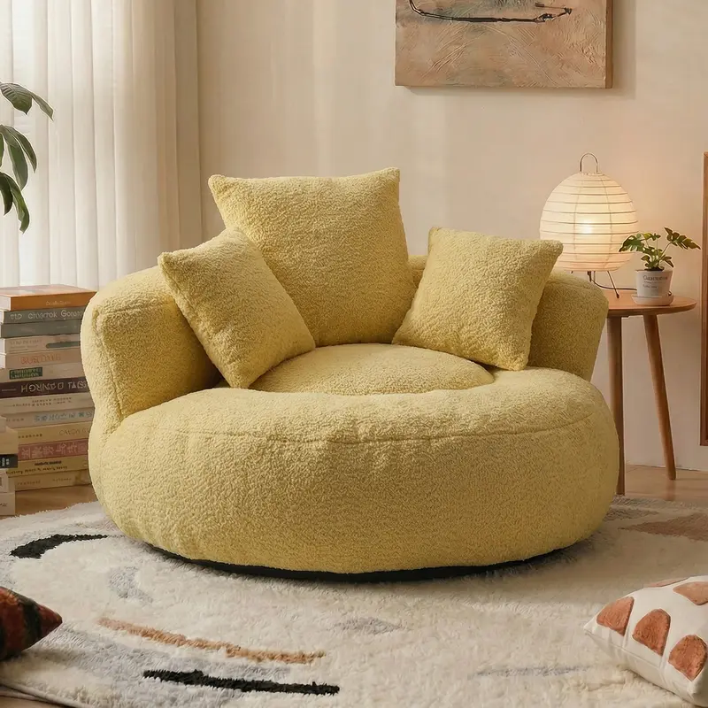 Oversized Chenille Bean Bag Chair 300LBS Support with 3 Pillows