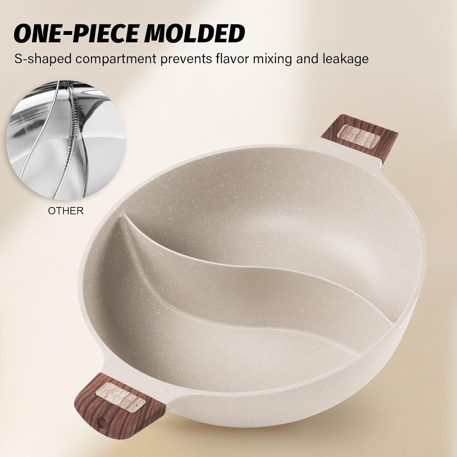 Hot Pot with Divider Non-Stick 7-QT Double-Flavor Shabu Shabu Pot