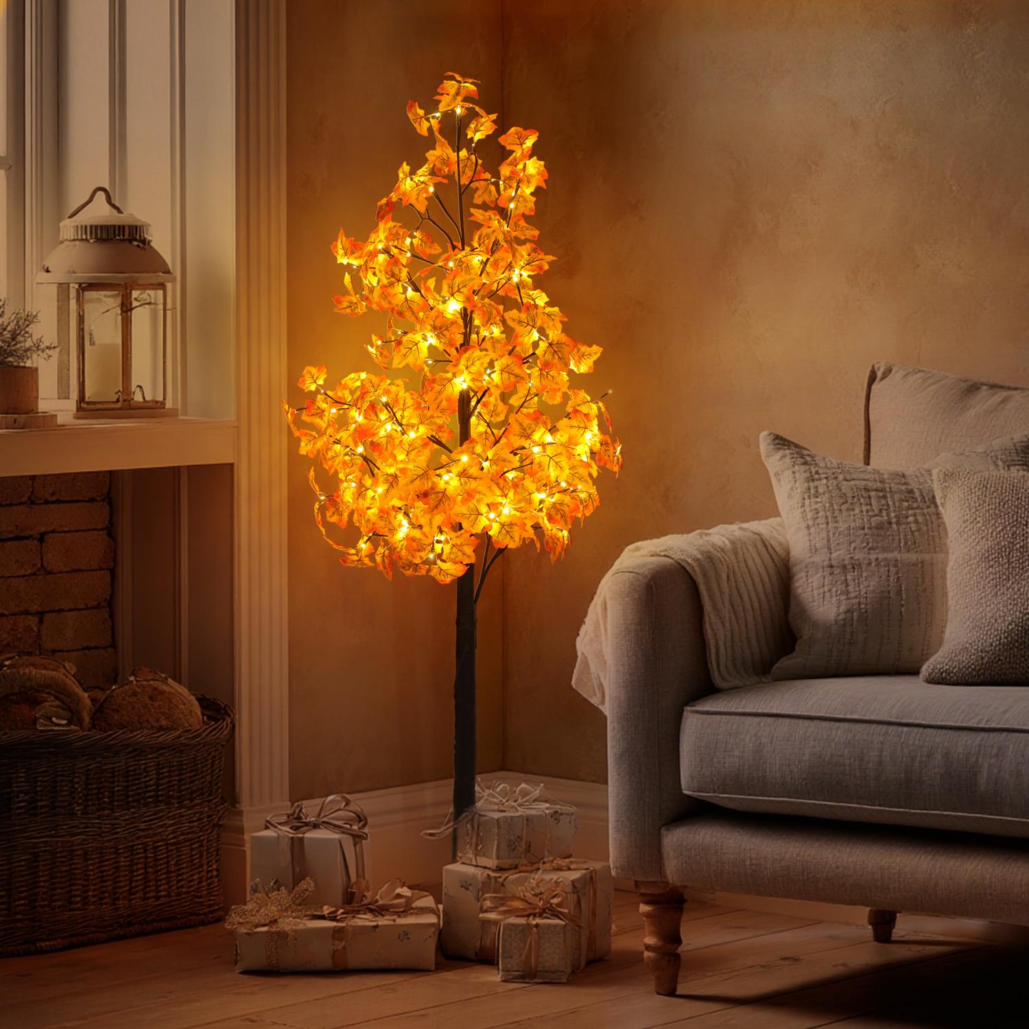 Hoodink 6/7ft Lighted Maple Tree with warm white LED lights indoor decorative twig tree