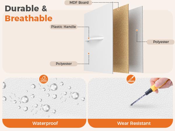 Sturdy MDF and steel frame construction with anti-tipping design and adjustable feet