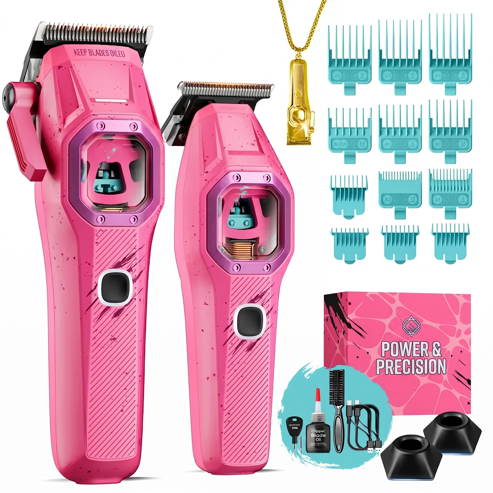 Vector Clipper – 13,000 RPM AI Controlled Motor Unique U-Shape Blade- Dual Mode Lever LED Light- Professional Hair Trimmer for Barbers-Gift for man summerwins