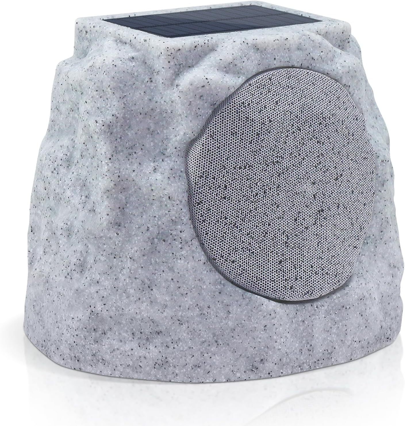 2-Pack Rock Speakers Outdoor Water-Resistant IP44, Multi-Sync Up to 100 Speakers, Solar-Powered Rock Speaker with Light for Patio Garden Party Pool Deck Yard Outside