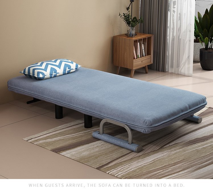 Sofa fully extended into bed