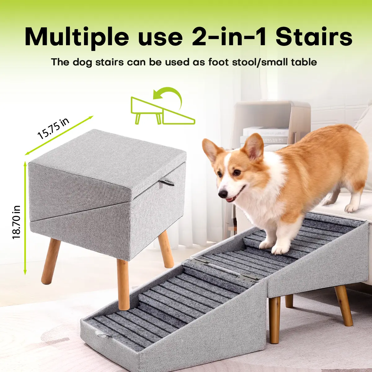 17'' Dog Stairs Ramp for Couch | for Senior,Small, Medium Dogs, Dachshund