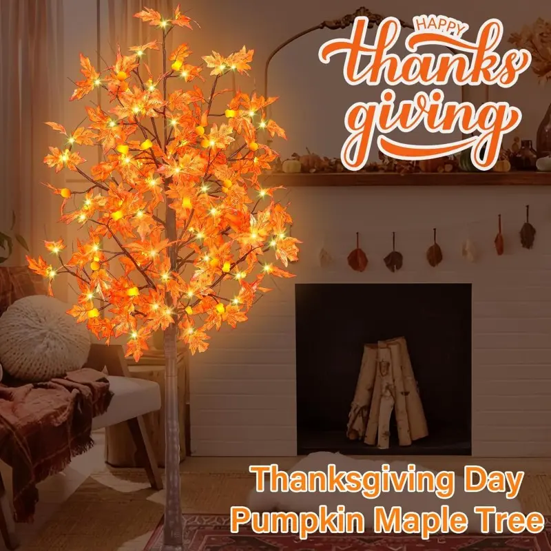 6/7ft Lighted Maple Tree with 160 LED Lights