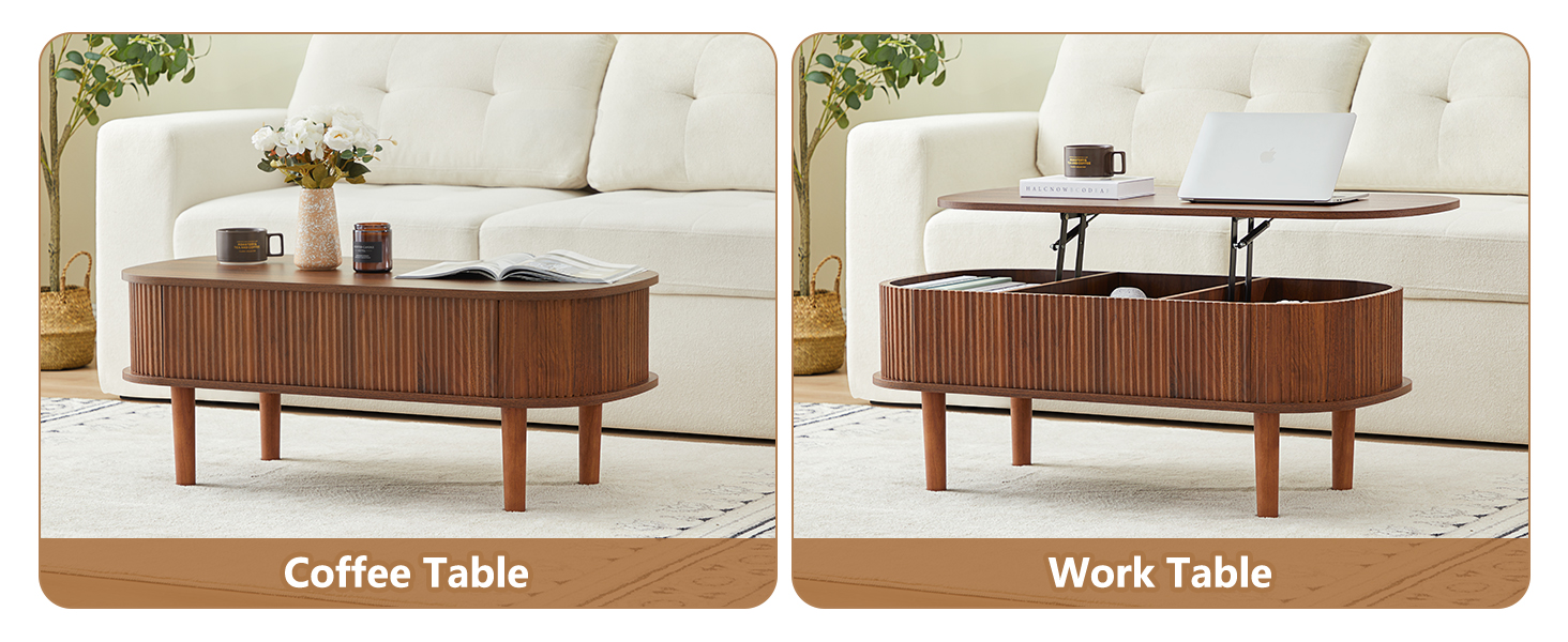 Two ways to use the lift top coffee table