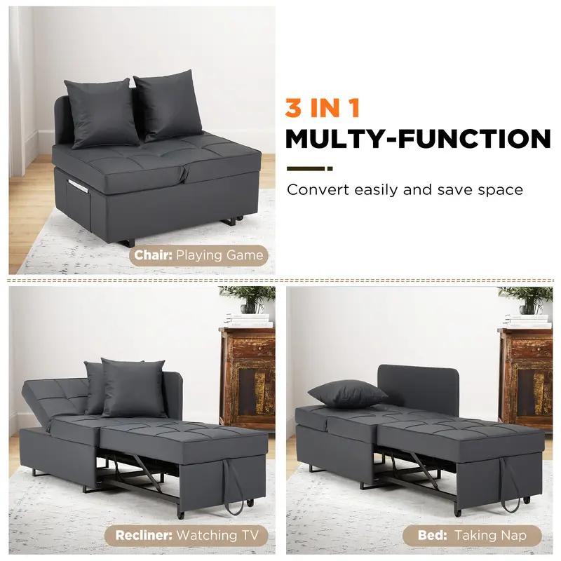  3-in-1 Convertible Lounge Chair Bed
