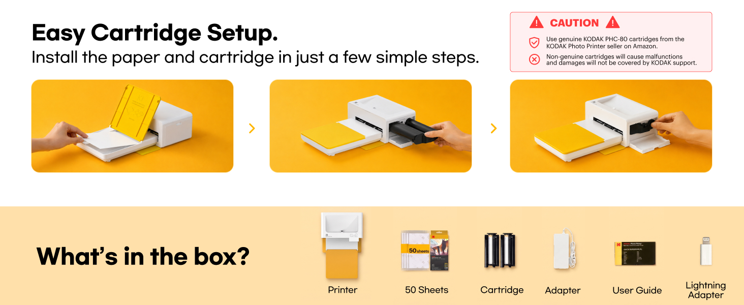 Drop-in paper and cartridge refills for the KODAK Dock Plus in a few simple steps