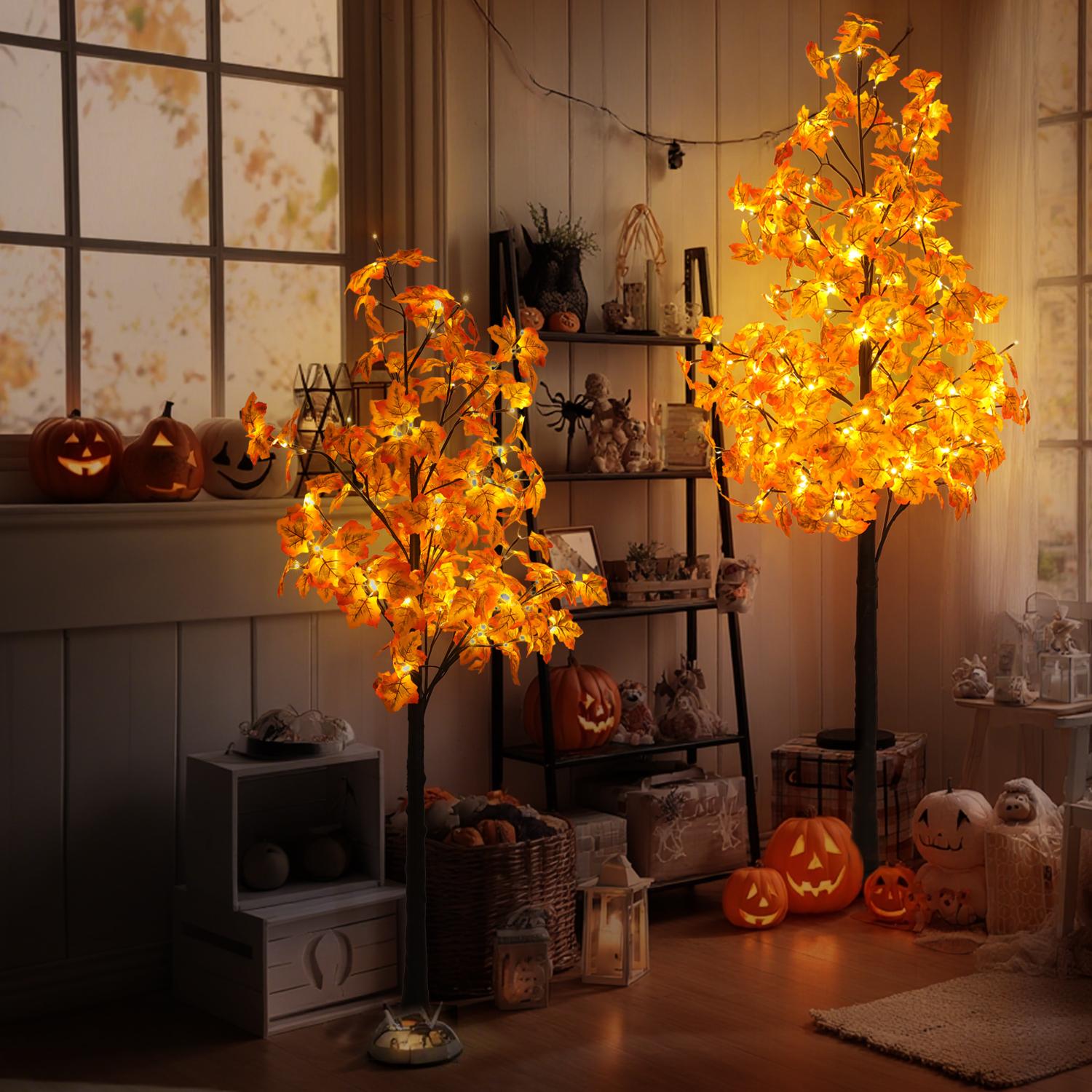 Hoodink Lighted Maple Tree birch wood aesthetic with realistic plastic foliage