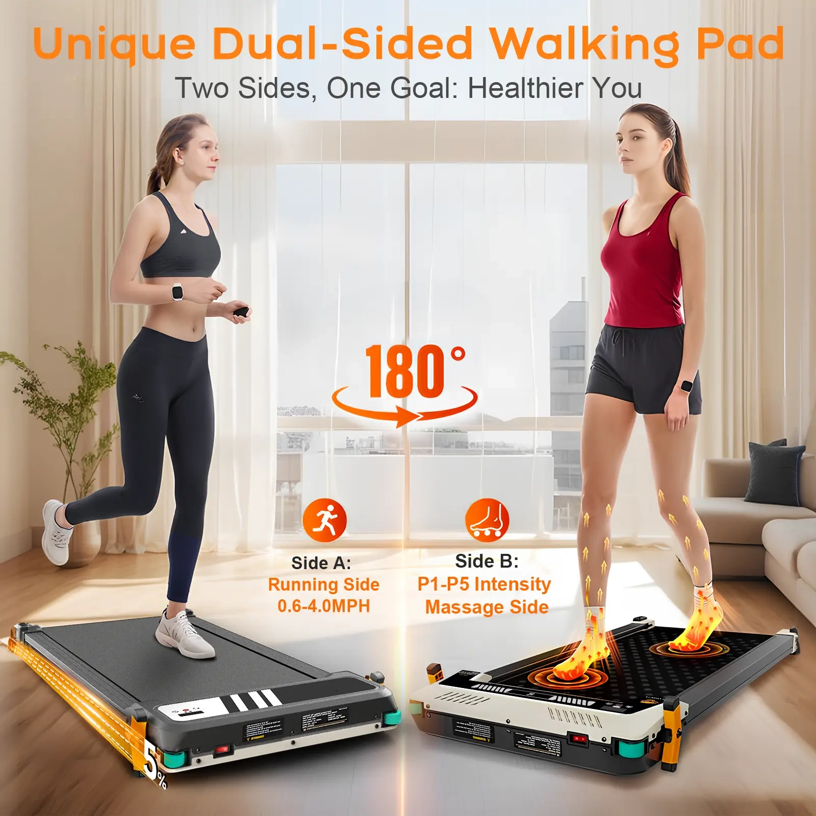 Tousains 2 in 1 Under Desk Treadmill - Portable & Quiet