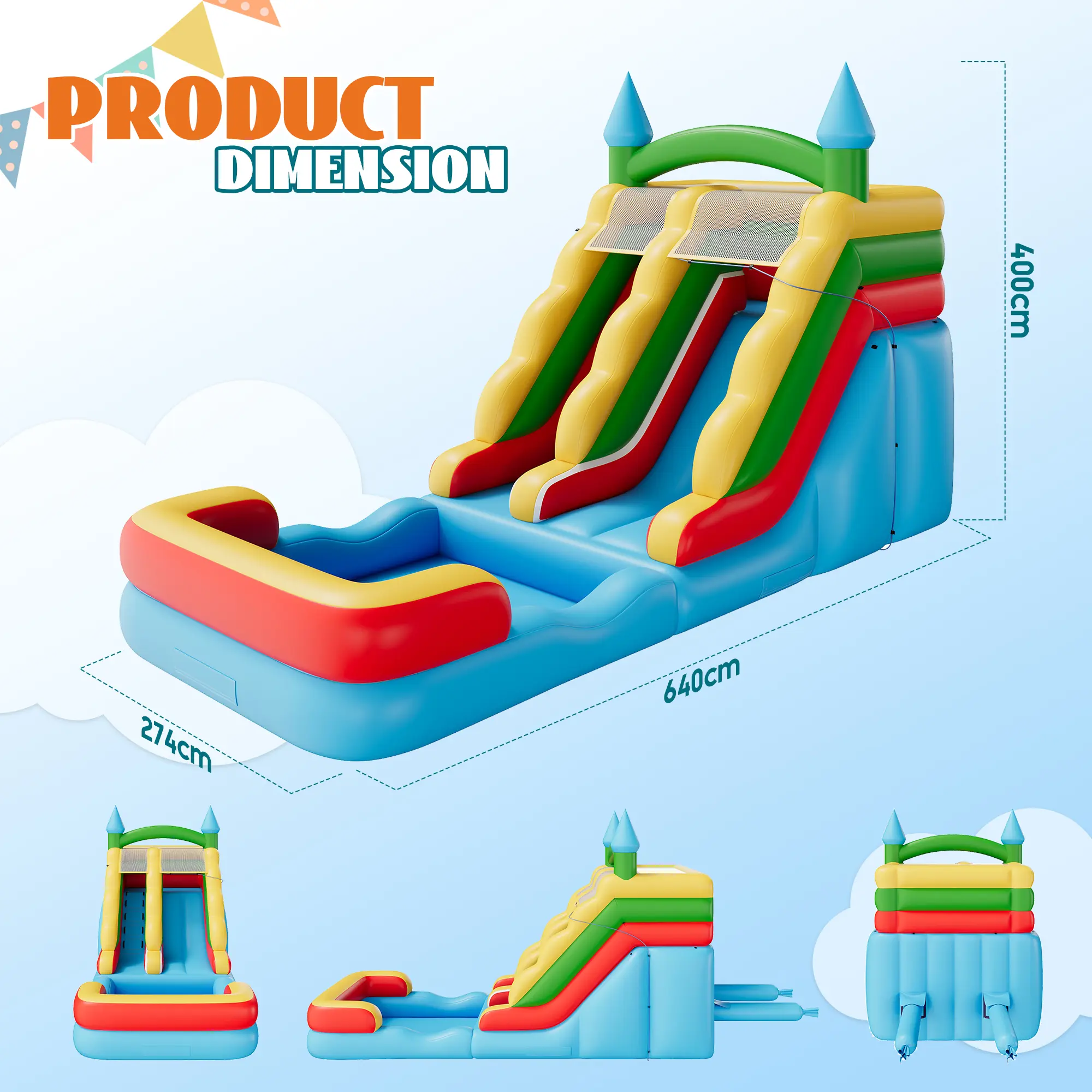 Triple Splash Kids Inflatable Mega Water Park