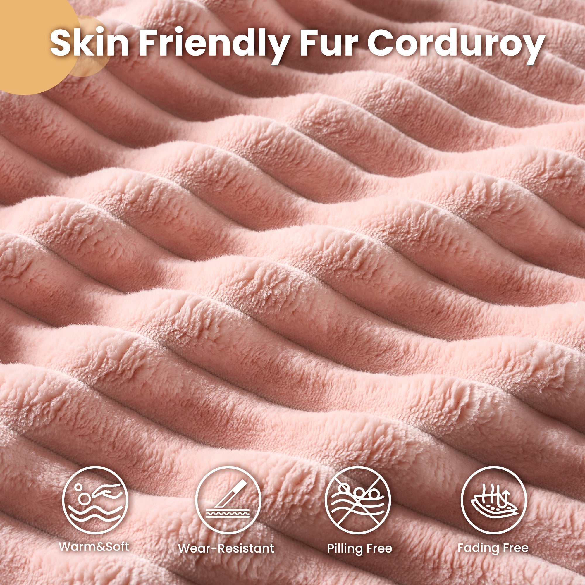 59" O-Shape Modular Couch, Plush Corduroy Fabric, No Assembly Required