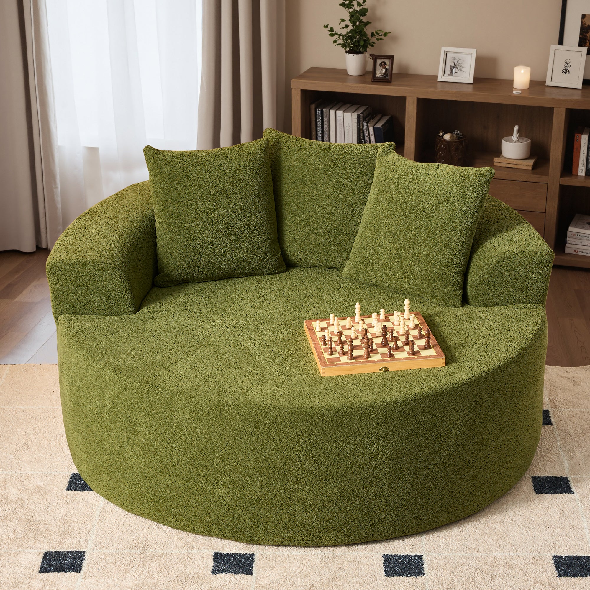 59" O-Shape Modular Couch, Plush Corduroy Fabric, No Assembly Required