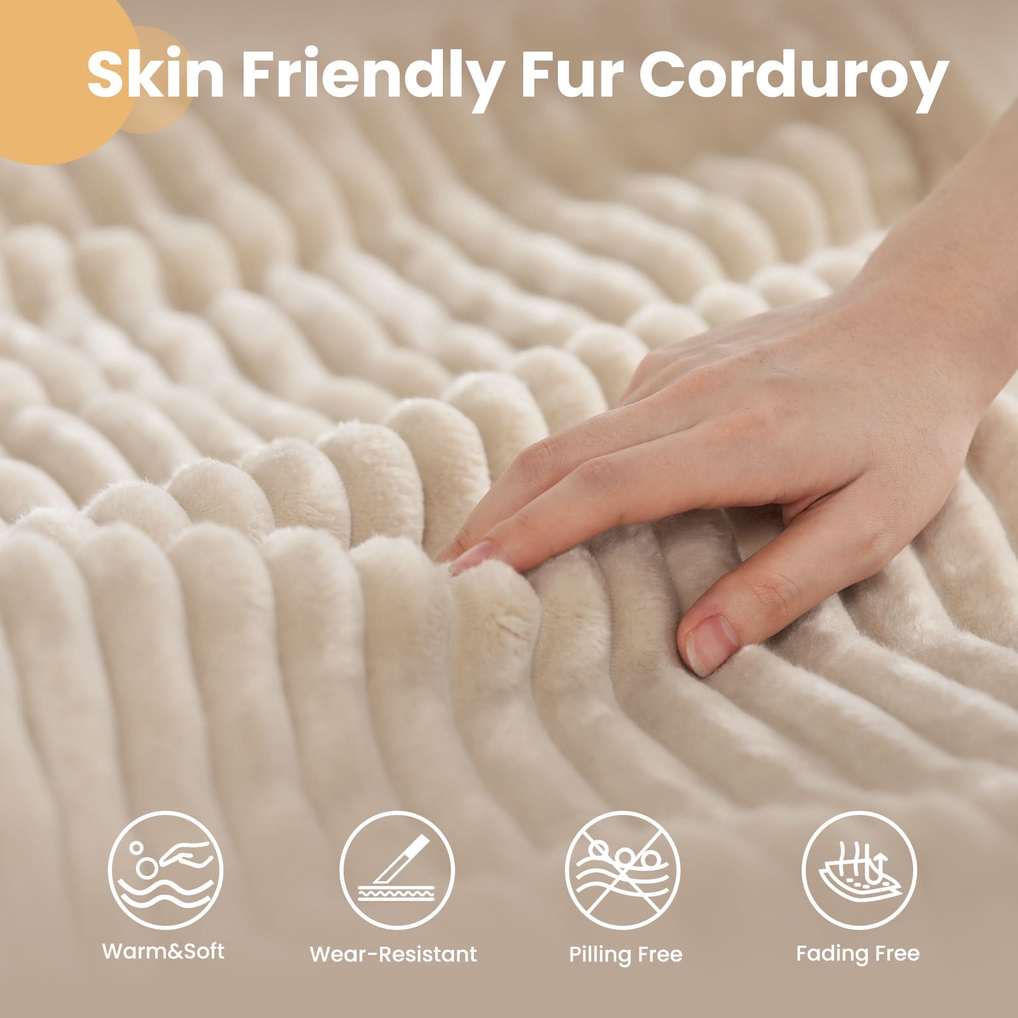 59" O-Shape Modular Couch, Plush Corduroy Fabric, No Assembly Required
