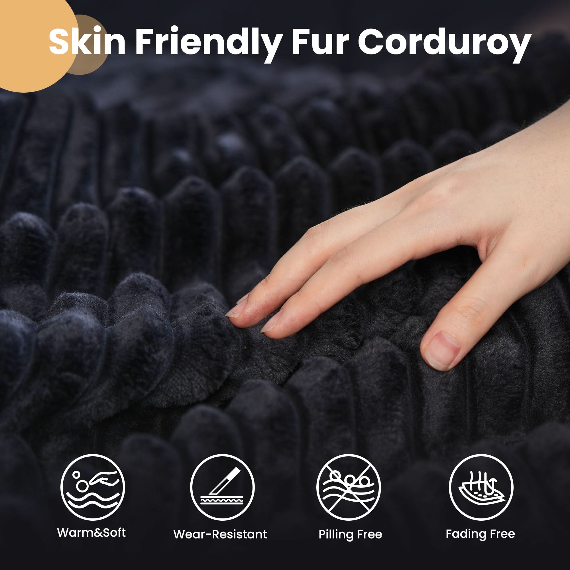 59" O-Shape Modular Couch, Plush Corduroy Fabric, No Assembly Required