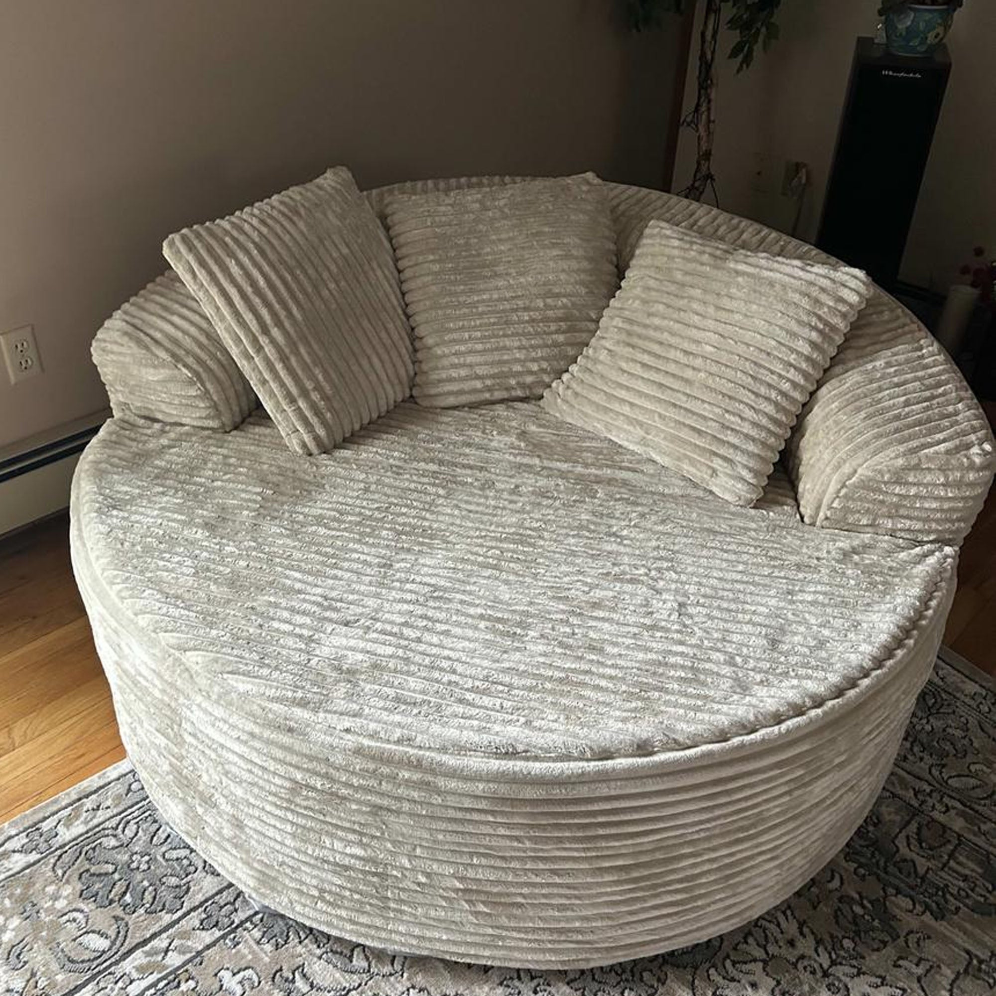 59" O-Shape Modular Couch, Plush Corduroy Fabric, No Assembly Required