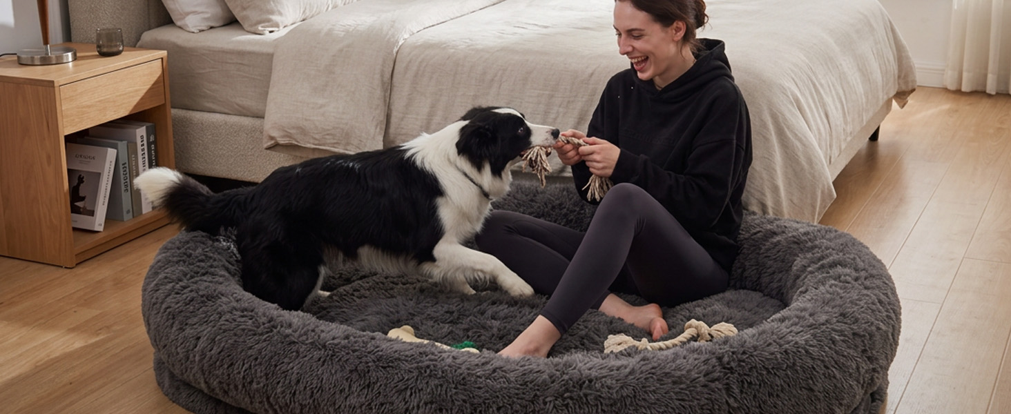 Dark Grey human dog bed