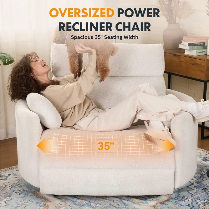 FlexiSpot Mochi 54 inch oversized power recliner in chenille