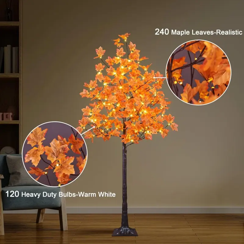 6/7ft Lighted Maple Tree with 160 LED Lights