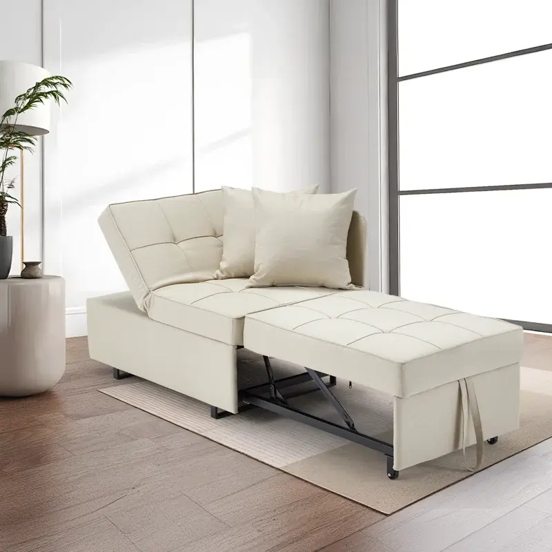 EROMMY futon styled in a bright modern living room with wooden floor