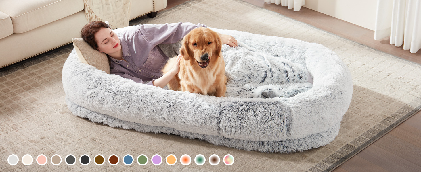 WROS Human Dog Bed - giant plush bed for people and dogs