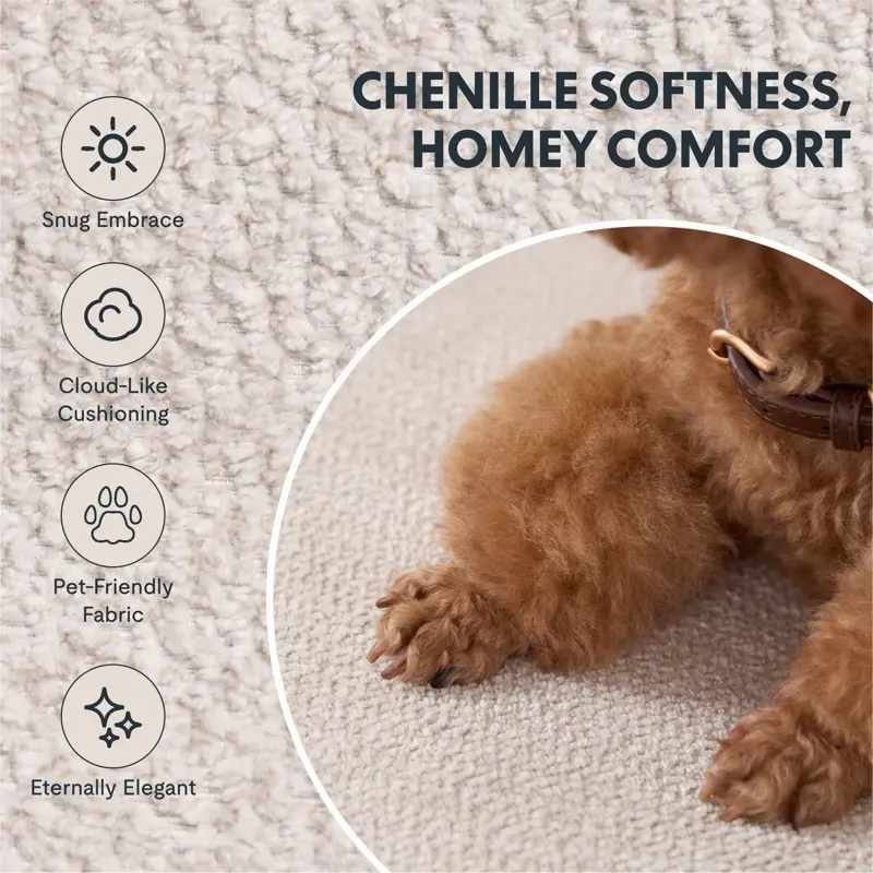 Premium chenille fabric close-up soft texture
