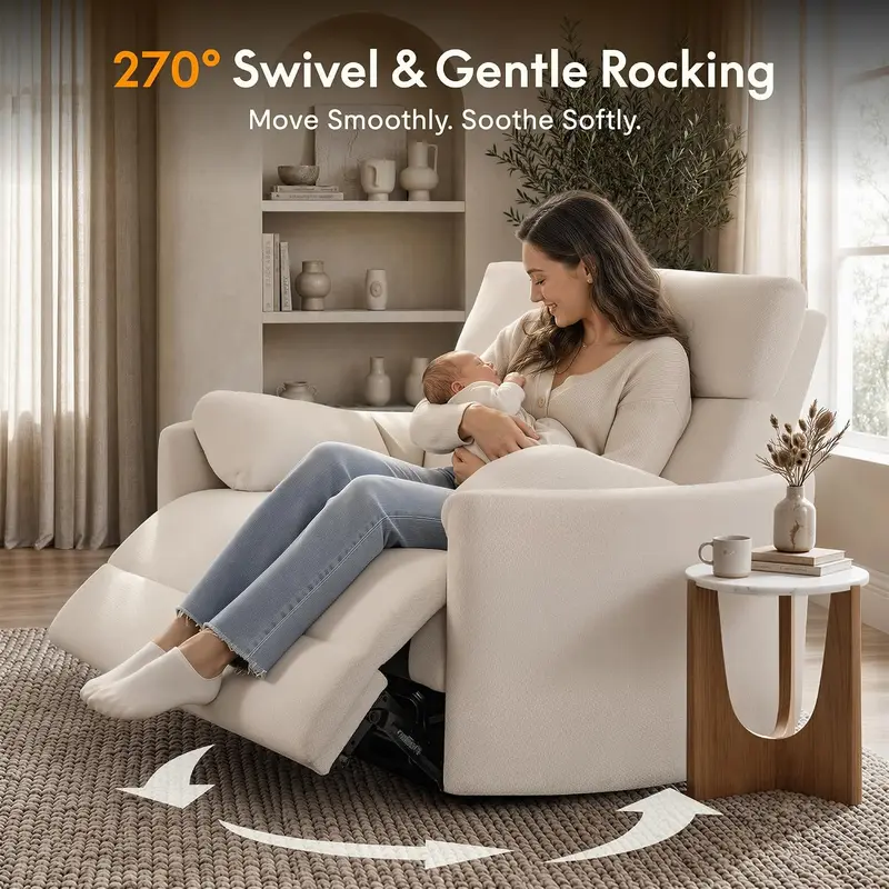 54" Oversized No-Wall Power Recliner - Big & Tall Chenille Swivel Rocker