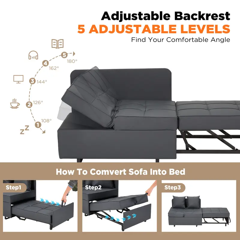  3-in-1 Convertible Lounge Chair Bed