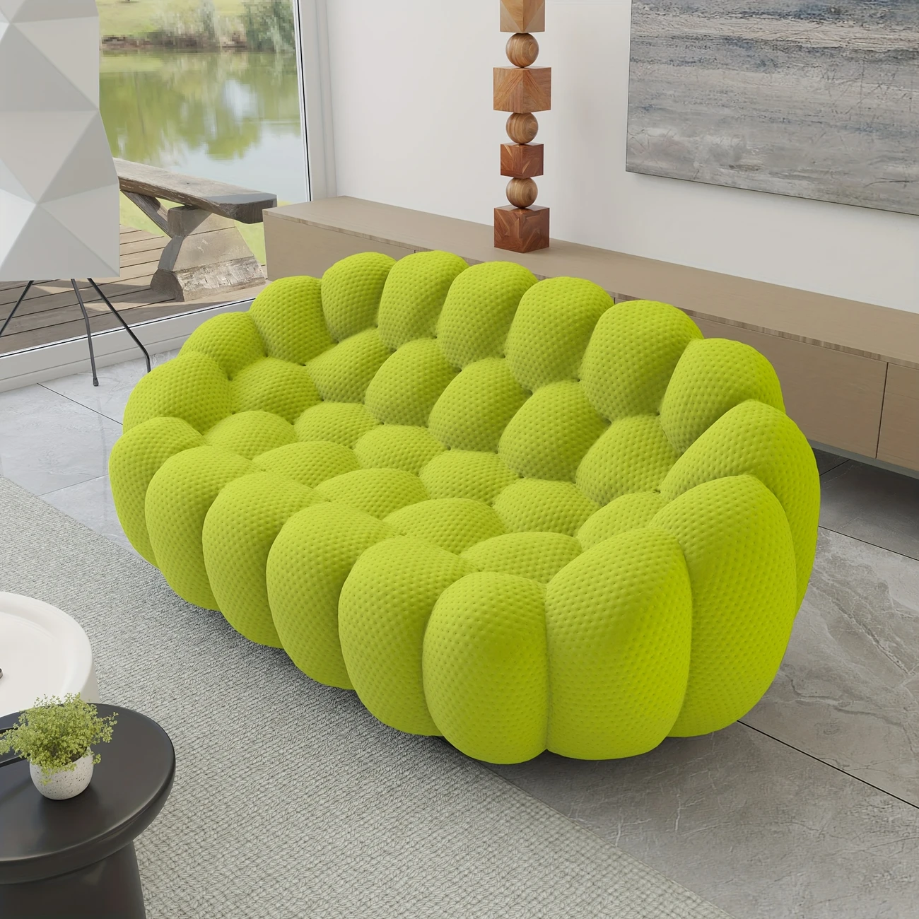 Yellow-green Bubble Sofa in living room