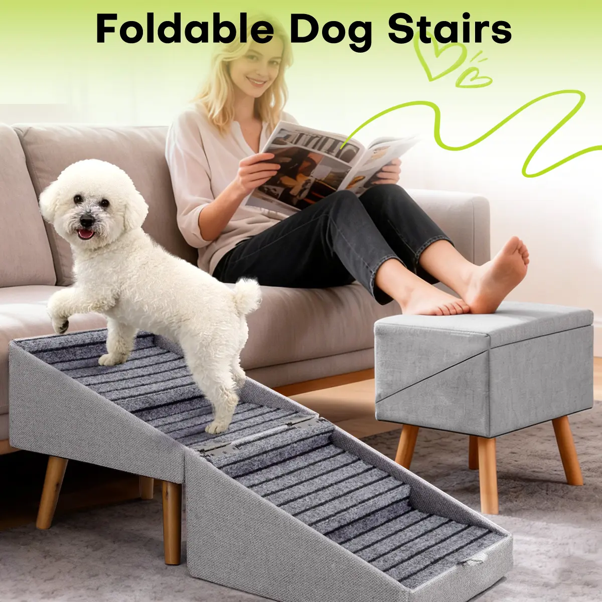 17'' Dog Stairs Ramp for Couch | for Senior,Small, Medium Dogs, Dachshund