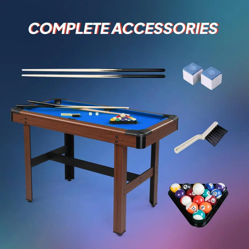 PEXMor 48in Mini Pool Table Set for Kids & Adults, Felt, Accessories
