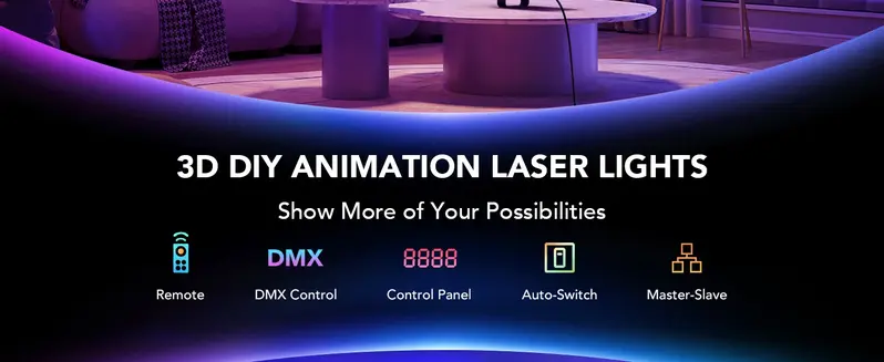 Professional APP-Controlled WiFi Laser Projector - Aluminium, Adjustable, Audio-Supported, 200+ Built-in 3D RGB Effects, Hand Drawing, Custom Design, DMX Sync, Remote Control, Android Compatible for Weddings, Christmas (Indoor & Outdoor)