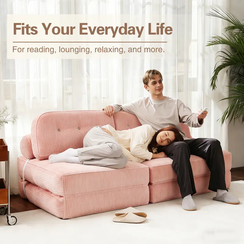 NESLAKO folding sofa bed ready to use in a modern living space