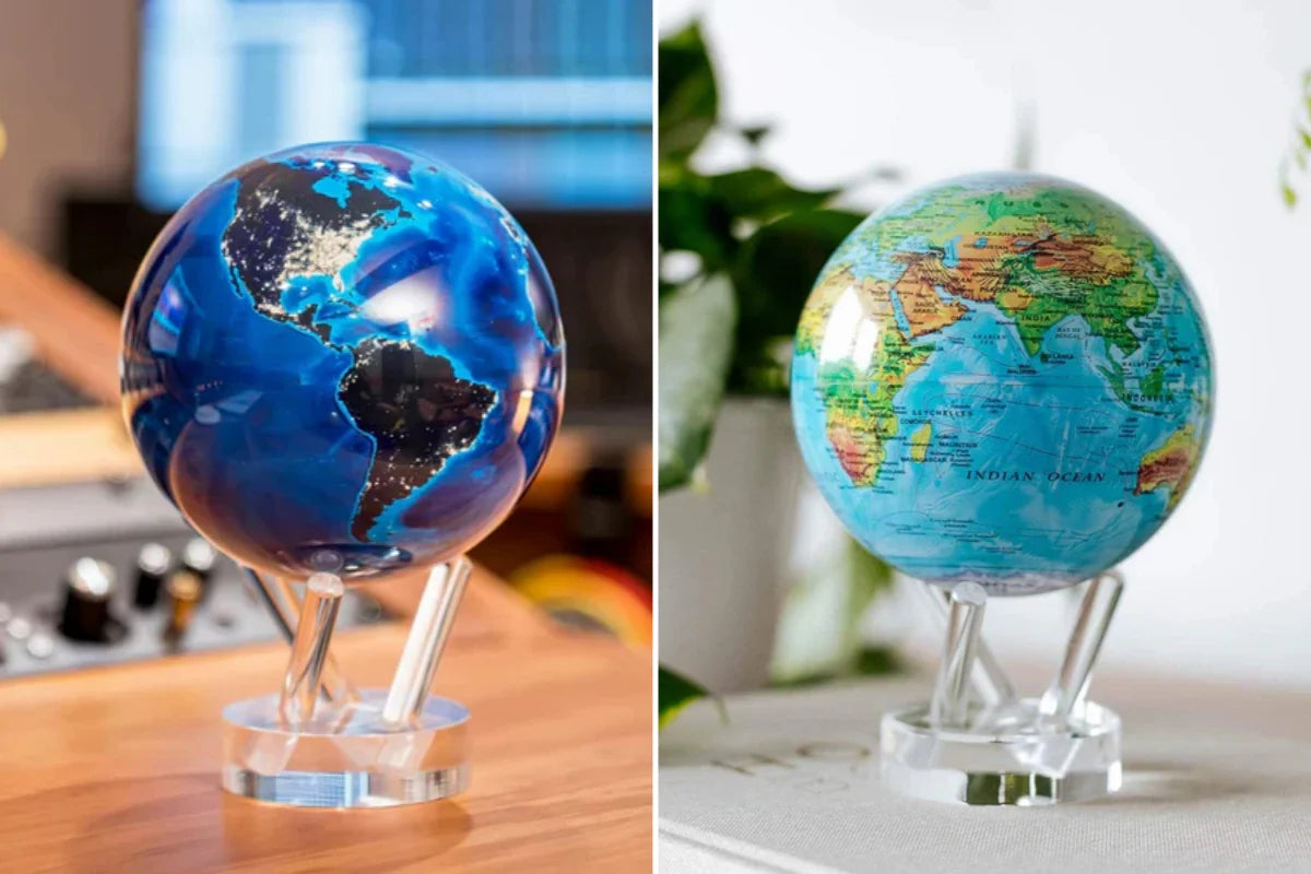 8.5” Self-Rotating Globe Powered by Light | Silent Motion, No Batteries or Wires | Unique Desk Decor