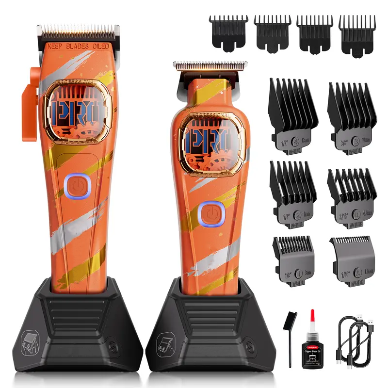 FANGS Vector Clipper – 13,000 RPM AI Controlled Motor Unique U-Shape Blade- Dual Mode Lever LED Light- Professional Hair Trimmer for Barbers-Gift for man summerwins