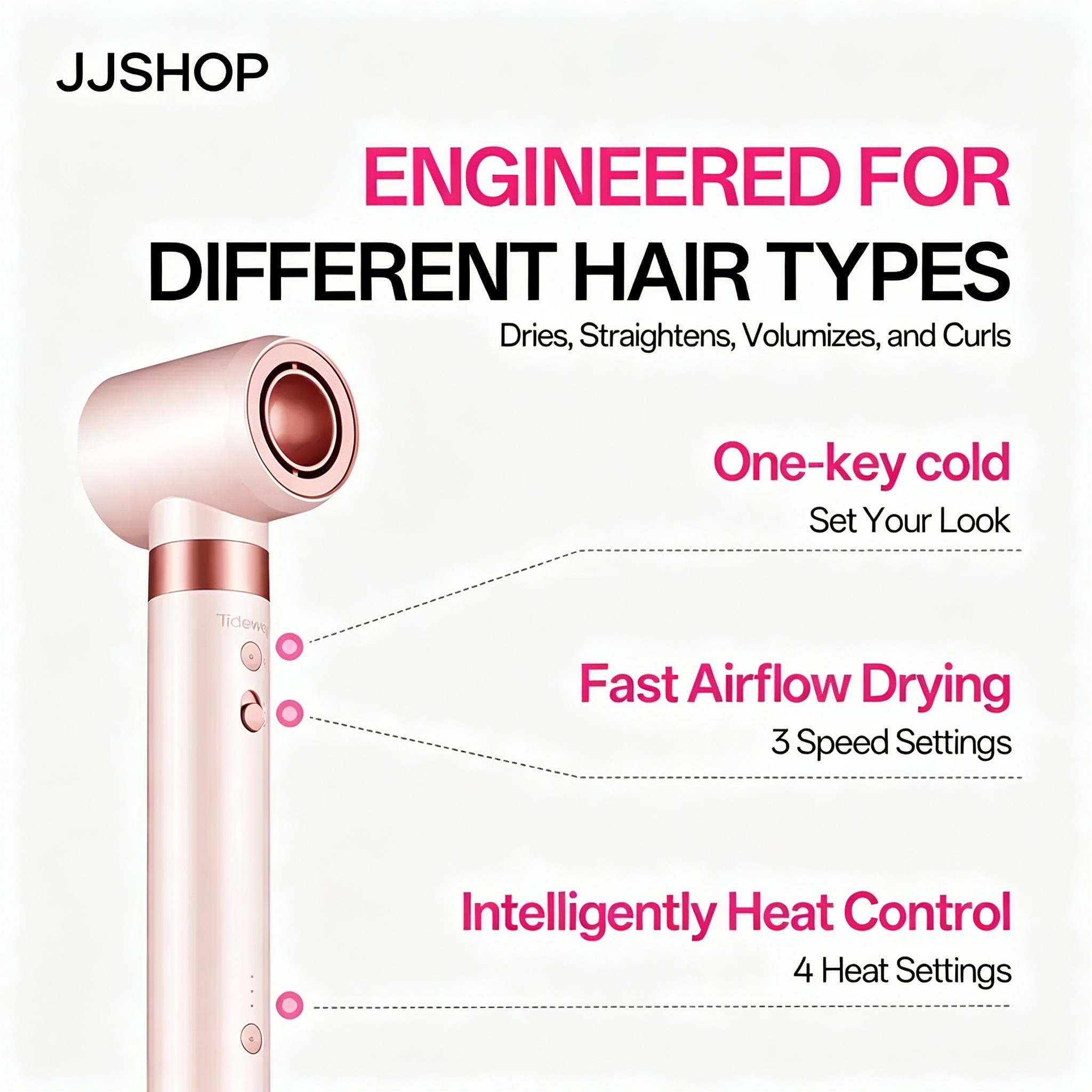 Tideway Prowaver 6-in-1 Ionic Hot Air Styler Wrap - Dual Voltage (100-240V) High-Speed Dryer, Auto Wrap Curlers, Volumizing Blower, Thermal Brush Blowout Tool, Multifunctional Straightener Curler, Smooth Results, Travel Bag, Ideal Gift for Women Summervib